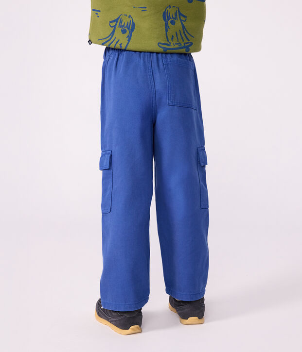 Kinder Cargo-Hose aus einfarbigem Lyocell. blau