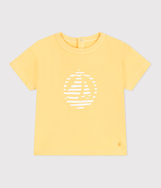 Kurzärmeliges Baby-T-Shirt aus einfarbiger Baumwolle gelb ORGE