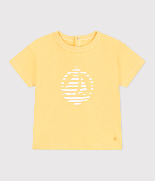 Kurz&auml;rmeliges Baby-T-Shirt aus einfarbiger Baumwolle gelb
