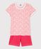 Kinder-Kurzpyjama aus Baumwolle mit rosa Blumenmotiv für Mädchen weiss MARSHMALLOW/rosa GRETEL