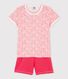 Kinder-Kurzpyjama aus Baumwolle mit rosa Blumenmotiv für Mädchen