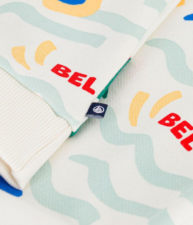 Kinder-Sweatshirt aus gemusterter Baumwolle naturfarben/vielfarbig