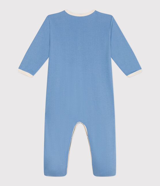 Strampler aus einfarbiger Baumwolle blau ALASKA
