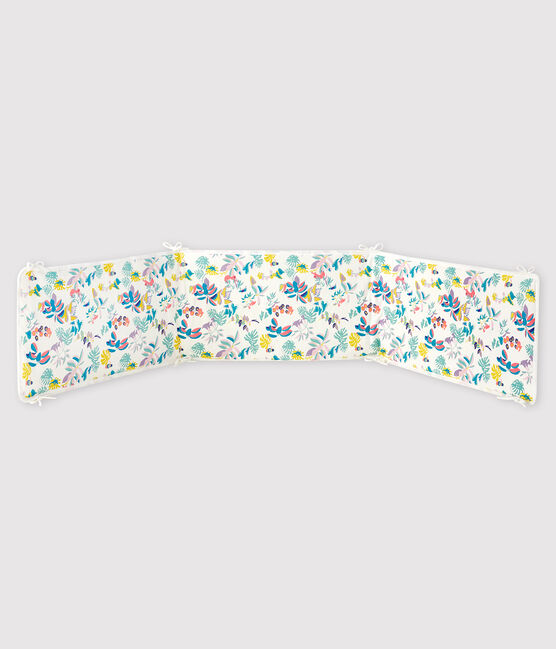 Baby-Bettumrandung mit Dschungel-Druck aus Rippstrick für Mädchen weiss MARSHMALLOW/weiss MULTICO