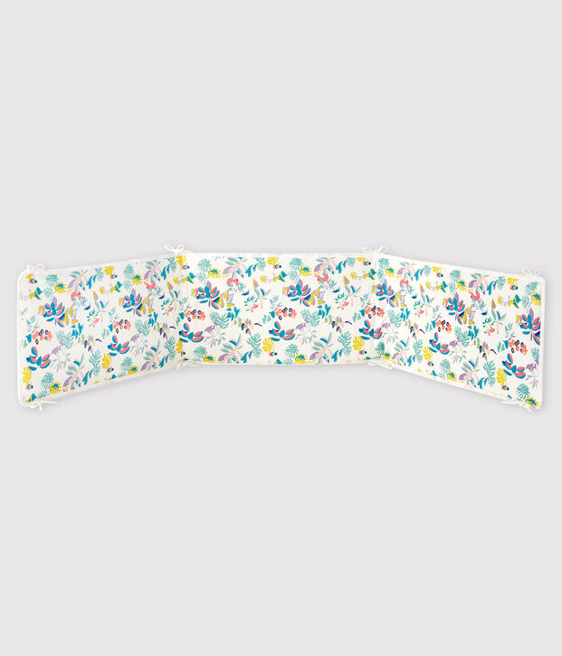 Baby-Bettumrandung mit Dschungel-Druck aus Rippstrick f&uuml;r M&auml;dchen weiss/vielfarbig