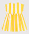 Kurzärmeliges Kinder-Kleid aus Baumwolle mit Streifen weiss MARSHMALLOW/ ORGE
