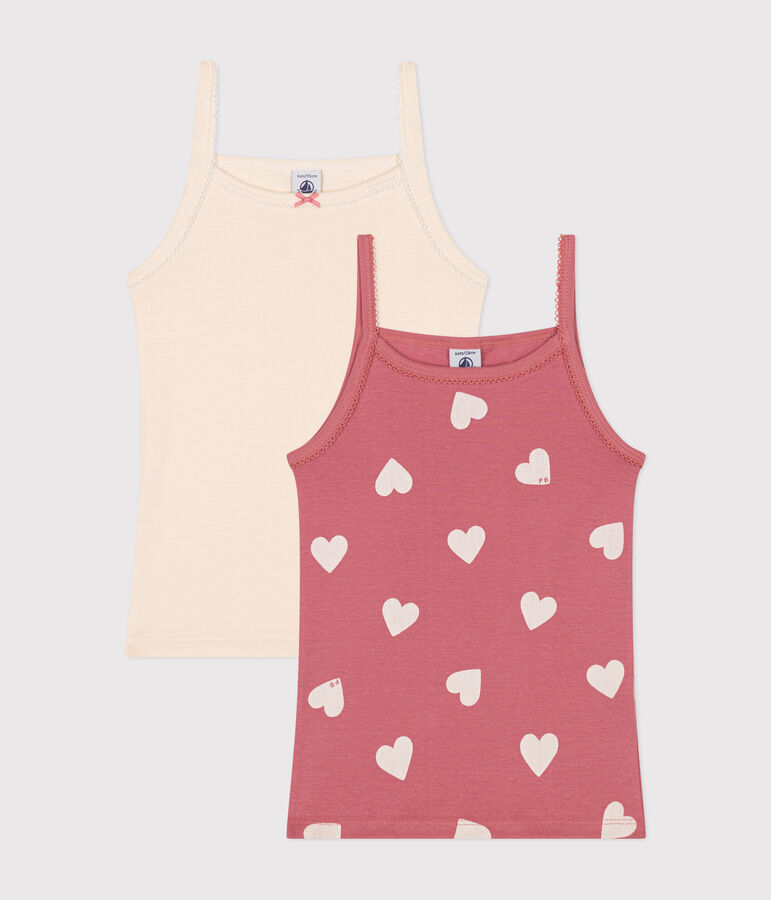 2er-Set Kinder-Spaghetti-Tops aus Baumwolle mit Herzmotiv variante 1