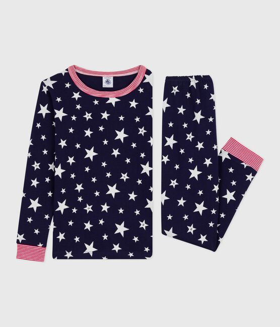 Kinder-Pyjama aus Baumwolle mit eng anliegenden Beinen und Sternmotiv blau SOIR/ MARSHMALLOW