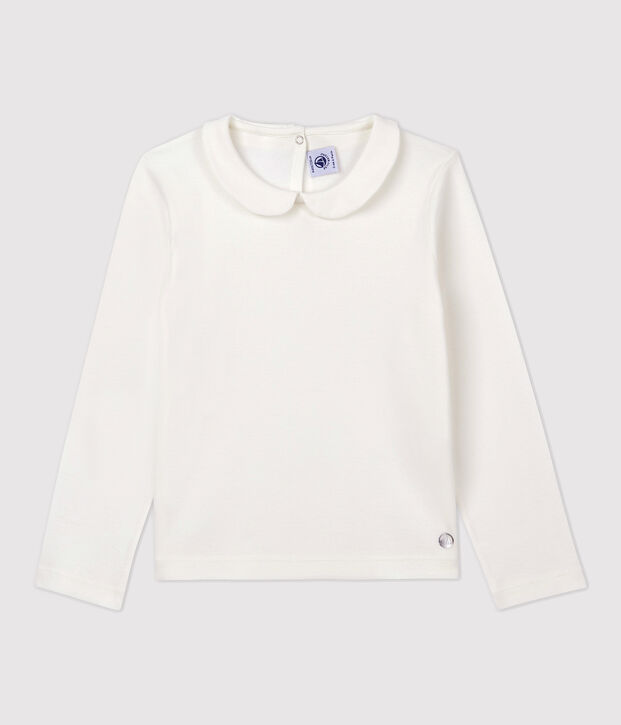 Lang&auml;rmeliges Kinder-T-Shirt aus Baumwolle f&uuml;r M&auml;dchen weiss
