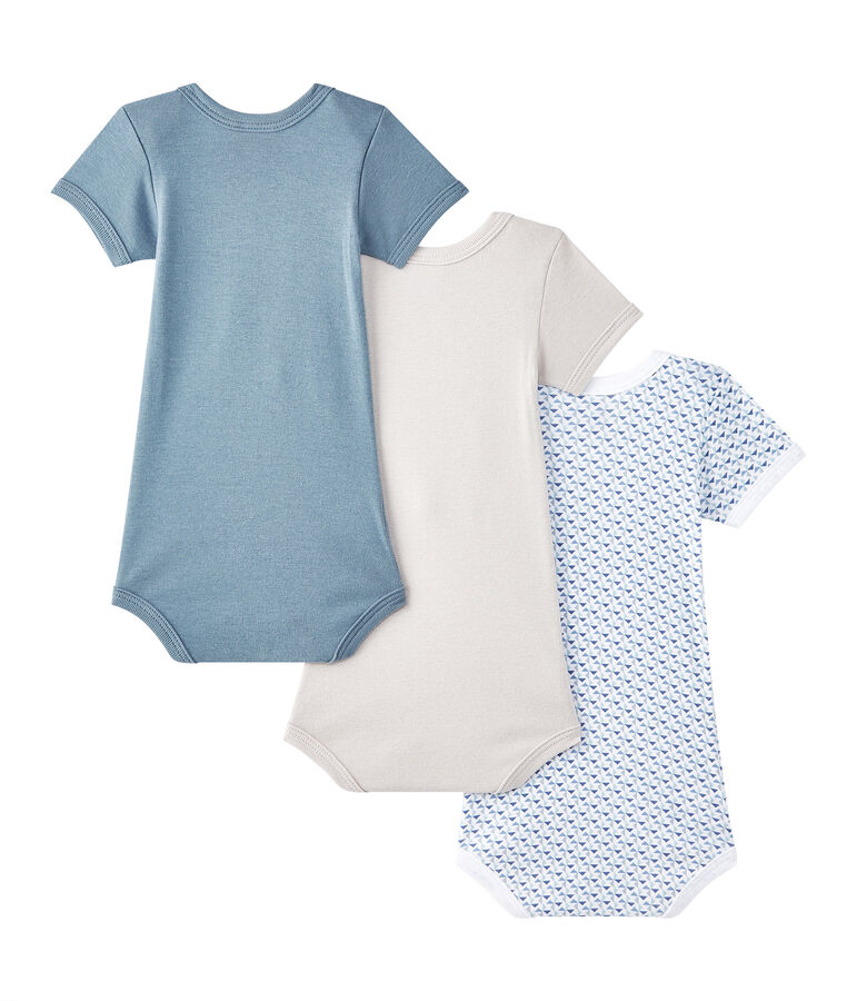 Kurz&auml;rmelige Baby-Jungen-Bodys im 3er-Set weiss