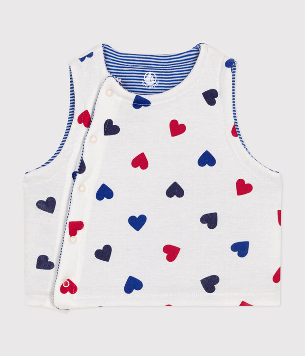 WENDBARE BABY-WESTE AUS BAUMWOLLE weiss/vielfarbig