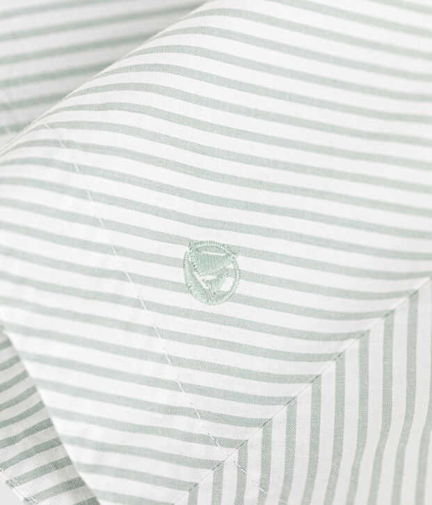 &Auml;rmelloses Kinder-Kleid aus Baumwolle mit Streifen gr&uuml;n/weiss