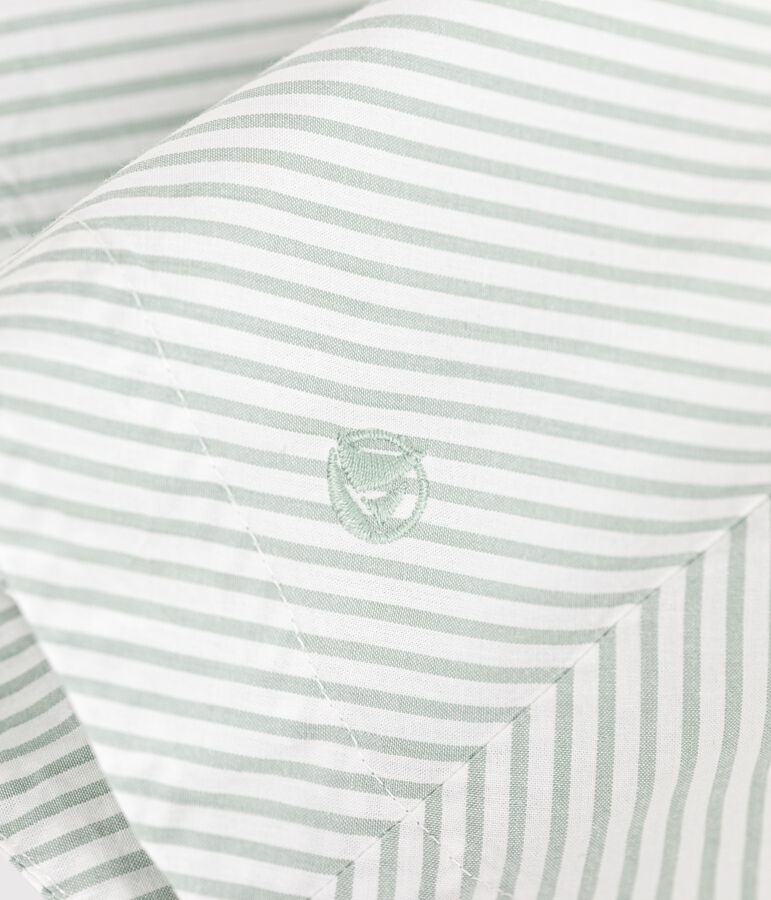 &Auml;rmelloses Kinder-Kleid aus Baumwolle mit Streifen gr&uuml;n/weiss