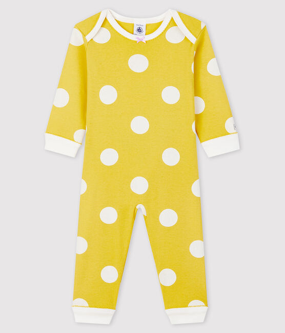Baby-Strampler aus Rippstrick ohne Druckknöpfe gelb BLE/weiss ECUME