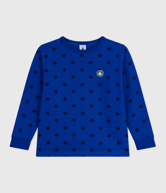 Langärmeliges Kinder-T-Shirt aus bedruckter Baumwolle blau OLYMPIC+SOIR