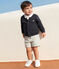 Baby-Cardigan aus einfarbiger Baumwolle blau SMOKING