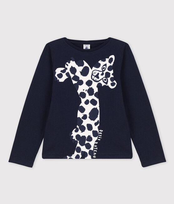 Langärmeliges Kinder-T-Shirt aus Jersey für Mädchen blau SMOKING