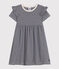 Kurzärmeliges gestreiftes Kleid aus Baumwolle Kinder/Mädchen blau SMOKING/weiss MARSHMALLOW