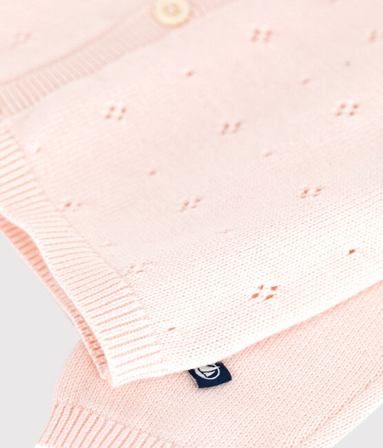 Baby-Cardigan aus Baumwolle mit Zierstrick rosa FLEUR