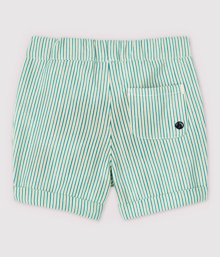 Gestreifte Baby-Shorts aus Sergestoff Jungen weiss/gr&uuml;n