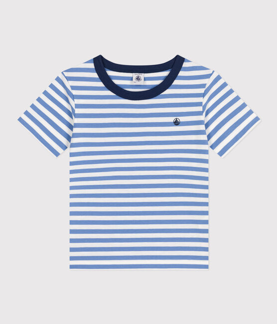 Gestreiftes Jungen-T-Shirt aus leichtem Jerseystoff GAULOISE/ MARSHMALLOW