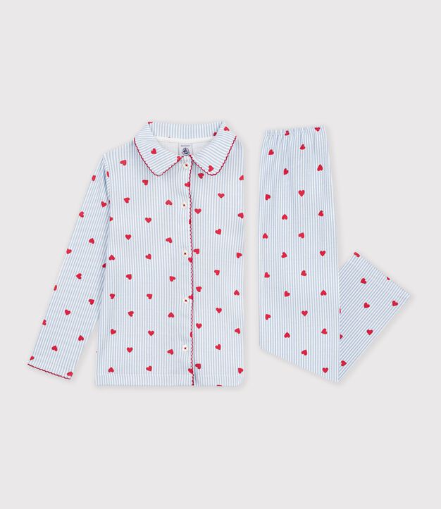 Gekn&ouml;pfter Kinder-Pyjama aus Baumwolle mit Herzmotiv weiss/vielfarbig