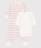 Dreiteiliges Baby-Set aus Bio-Baumwoll-Jacquard weiss MARSHMALLOW/rot TERKUIT