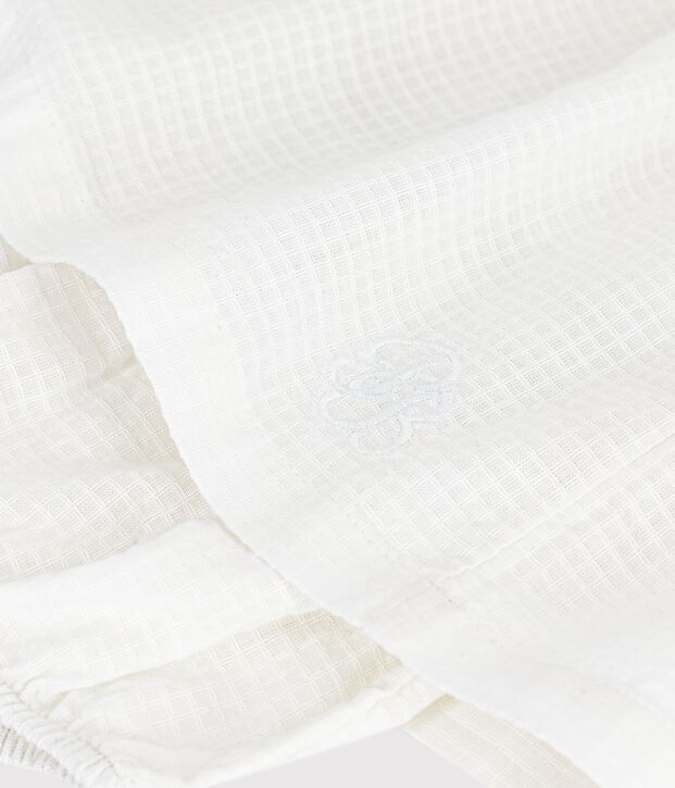 Kurz&auml;rmeliges Baby-Kleid aus einfarbiger Baumwolle weiss
