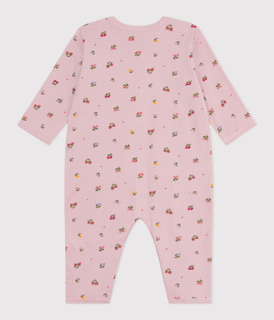 Strampler ohne Füßchen aus Baumwolle mit Blumenmotiv rosa JOLI/weiss MULTICO