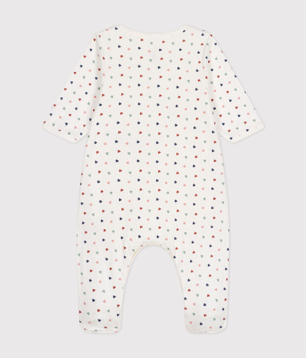 Bodyjama f&uuml;r Babys, aus Doppeljersey mit kleinem Herzmuster weiss/vielfarbig