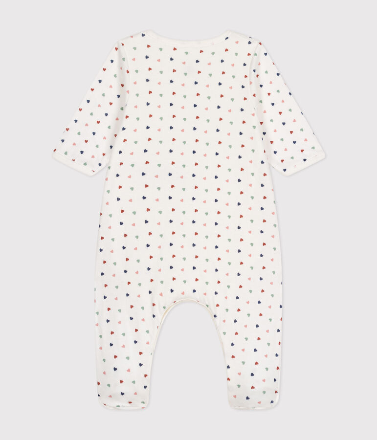 Bodyjama f&uuml;r Babys, aus Doppeljersey mit kleinem Herzmuster weiss MARSHMALLOW/weiss MULTICO
