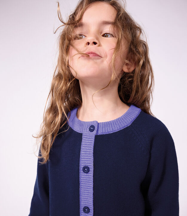 Kinder-Cardigan aus einfarbiger Wolle und Baumwolle SOIR