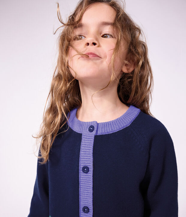 Kinder-Cardigan aus einfarbiger Wolle und Baumwolle SOIR