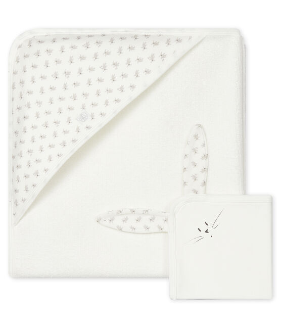 Box mit Badetuch und Baby-Kuscheltier aus Frottee und Doppeljersey. weiss MARSHMALLOW/weiss MULTICO