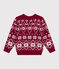 Kinder-Pullover aus Wolle und Baumwolle mit Muster rot AMARANTE/ AVALANCHE