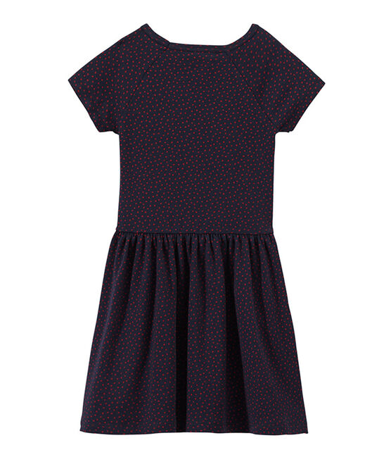 Gepunktetes Mädchen-Kleid weiss MARSHMALLOW/blau BRUT/ MULTICO