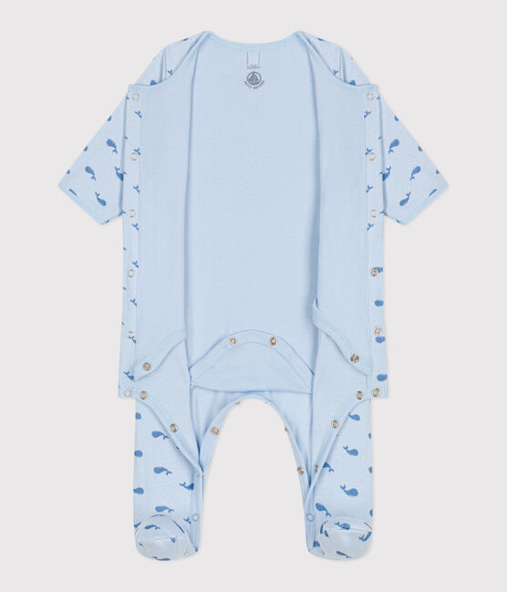 Baby-Bodyjama aus Doppeljersey mit Walen blau TOUDOU/ ALASKA