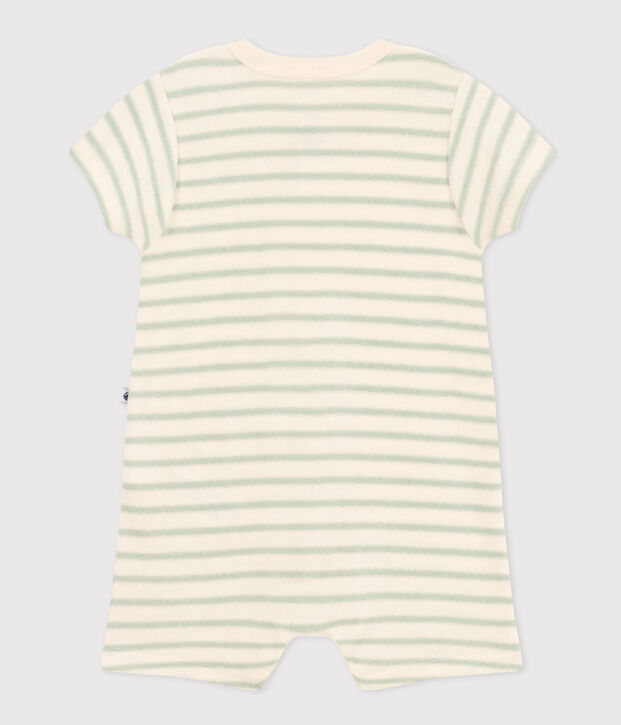 Kurzer Baby-Overall aus Boucl&eacute;-Frottee naturfarben/gr&uuml;n