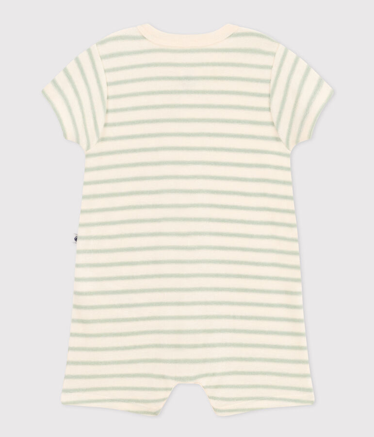 Kurzer Baby-Overall aus Boucl&eacute;-Frottee naturfarben/gr&uuml;n