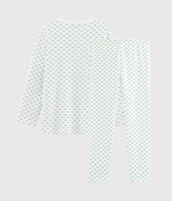 Kinderpyjama aus Doppeljersey für Mädchen weiss MARSHMALLOW/weiss MULTICO