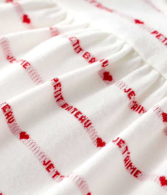 Baby-Bodykleid aus Bio-Baumwolle für Mädchen weiss MARSHMALLOW/rot TERKUIT