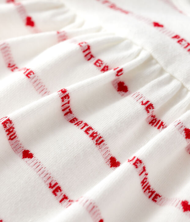 Baby-Bodykleid aus Bio-Baumwolle f&uuml;r M&auml;dchen weiss/rot
