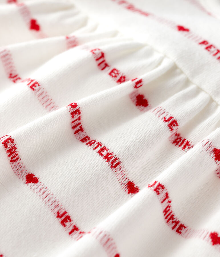 Baby-Bodykleid aus Bio-Baumwolle f&uuml;r M&auml;dchen weiss/rot