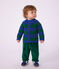 Baby-Cardigan aus Woll- und Baumwollstrick mit Streifen vielfarbig/gr&uuml;n