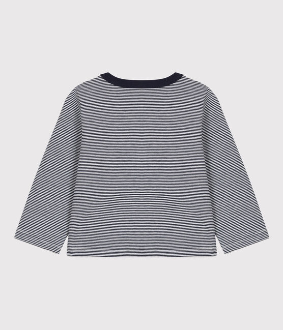 Baby-Cardigan aus dickem Jersey mit Ringelstreifen blau SMOKING/weiss MARSHMALLOW