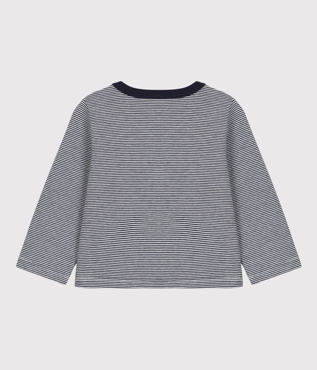 Baby-Cardigan aus dickem Jersey mit Ringelstreifen blau/weiss