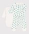 Dreiteiliges Baby-Set aus Bio-Molton mit Pflanzenmuster weiss MARSHMALLOW/grün GAZON