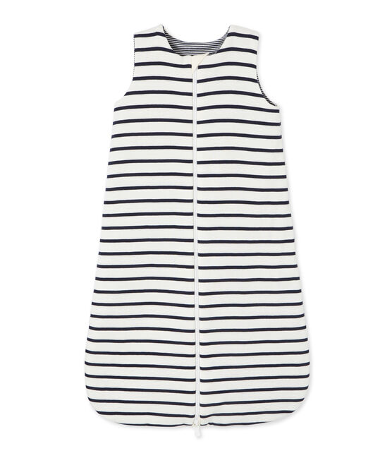 Baby-Wendeschlafsack aus Rippstrick beige COQUILLE/blau ABYSSE