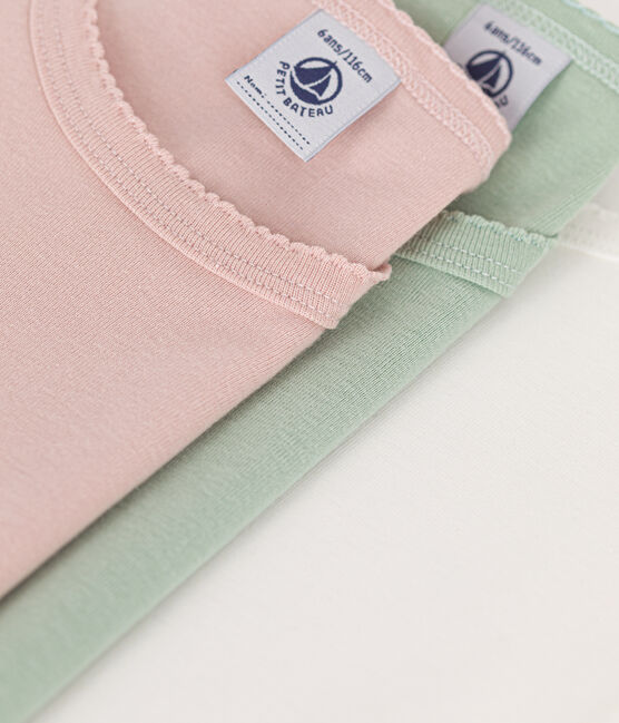 3er-Set langärmelige T-Shirts aus einfarbiger Baumwolle für Kinder variante 1