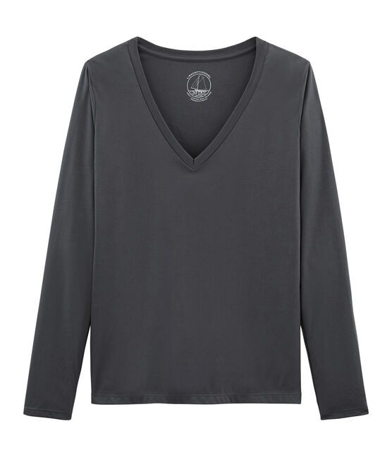 Langärmeliges damen-t-shirt sea island aus baumwolle grau MAKI